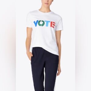 Tory Burch Limited Edition White VOTE t-shirt Tee with Multicolor Lettering xl